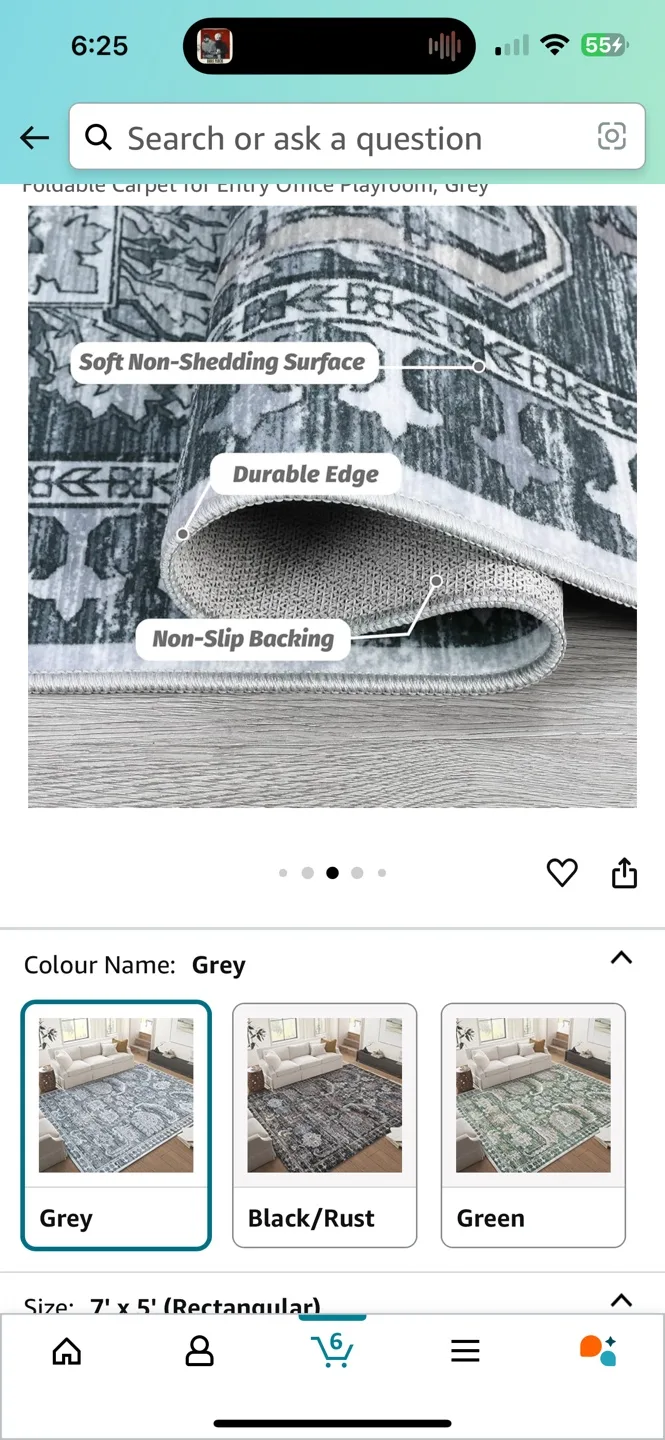 Grey Area Rug 7' x 5' image indicator(3)