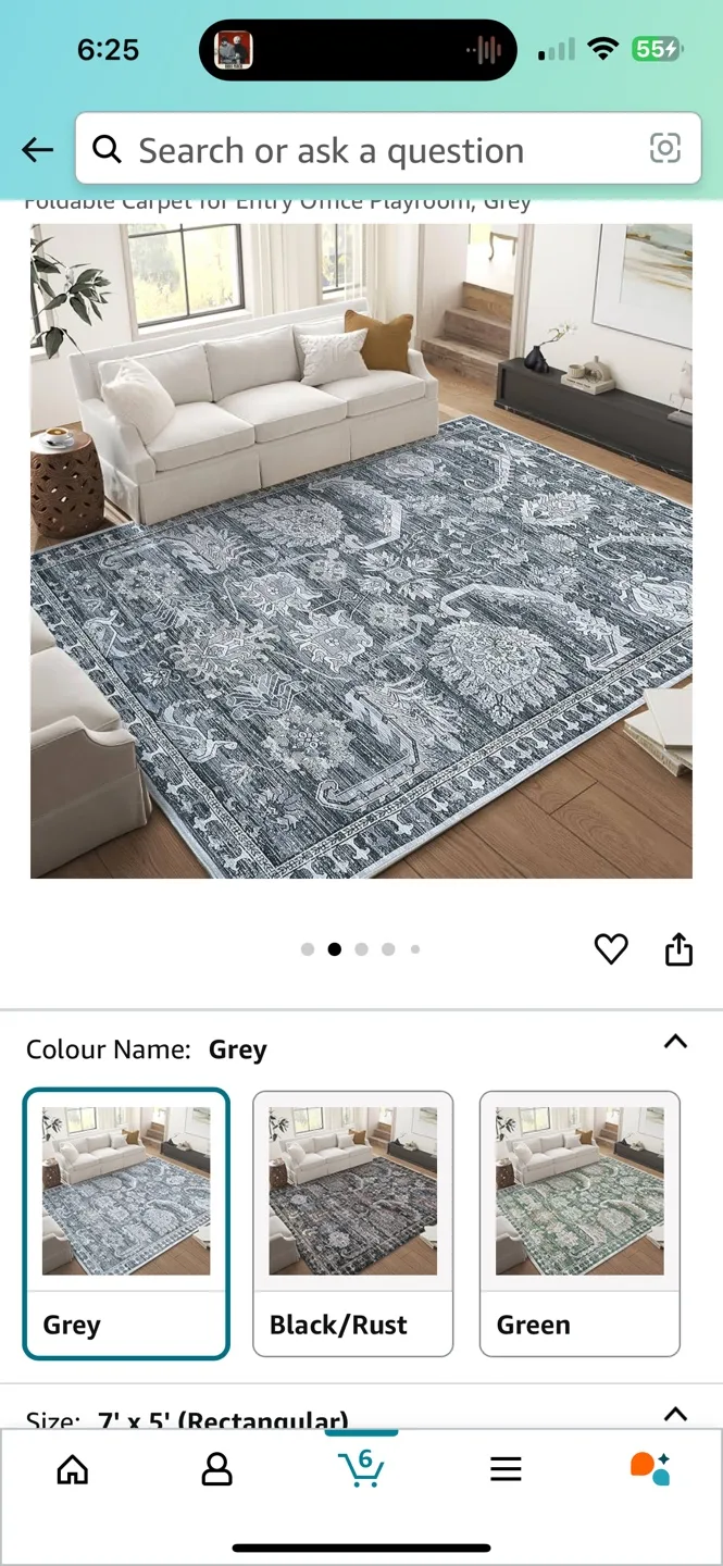 Grey Area Rug 7' x 5' image indicator(2)