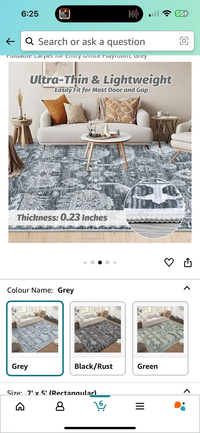 Grey Area Rug 7' x 5' image indicator(4)