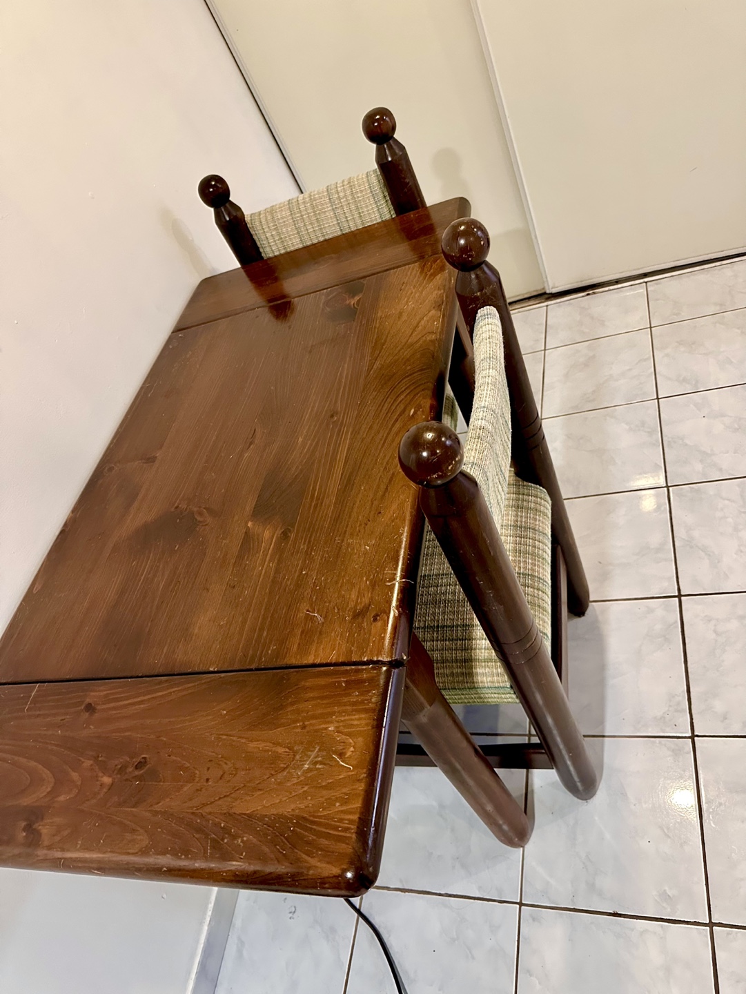 Small Wooden Dining Table Set with Two Chairs