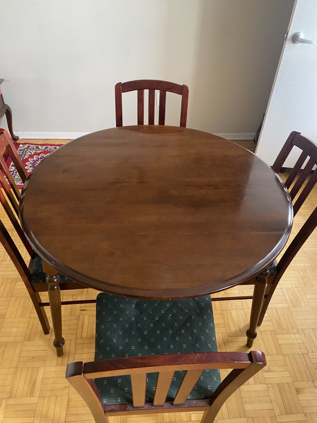 Round Wooden Dining Table Set with Four Chairs
