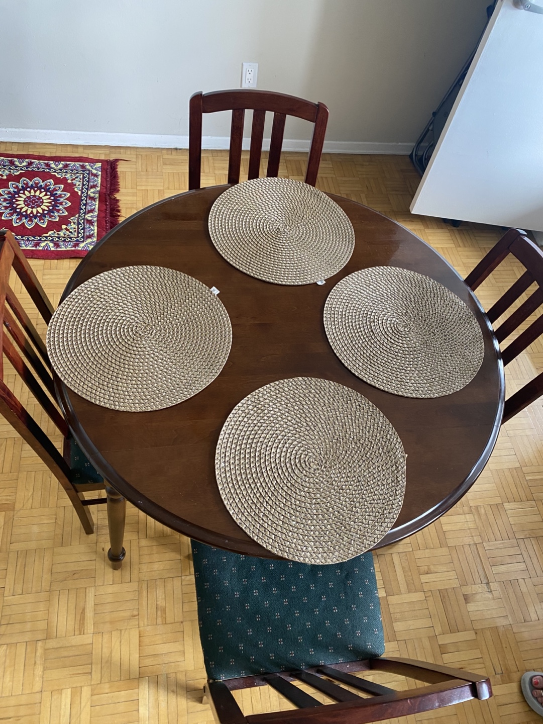 Round Wooden Dining Table Set with Four Chairs - photo 2