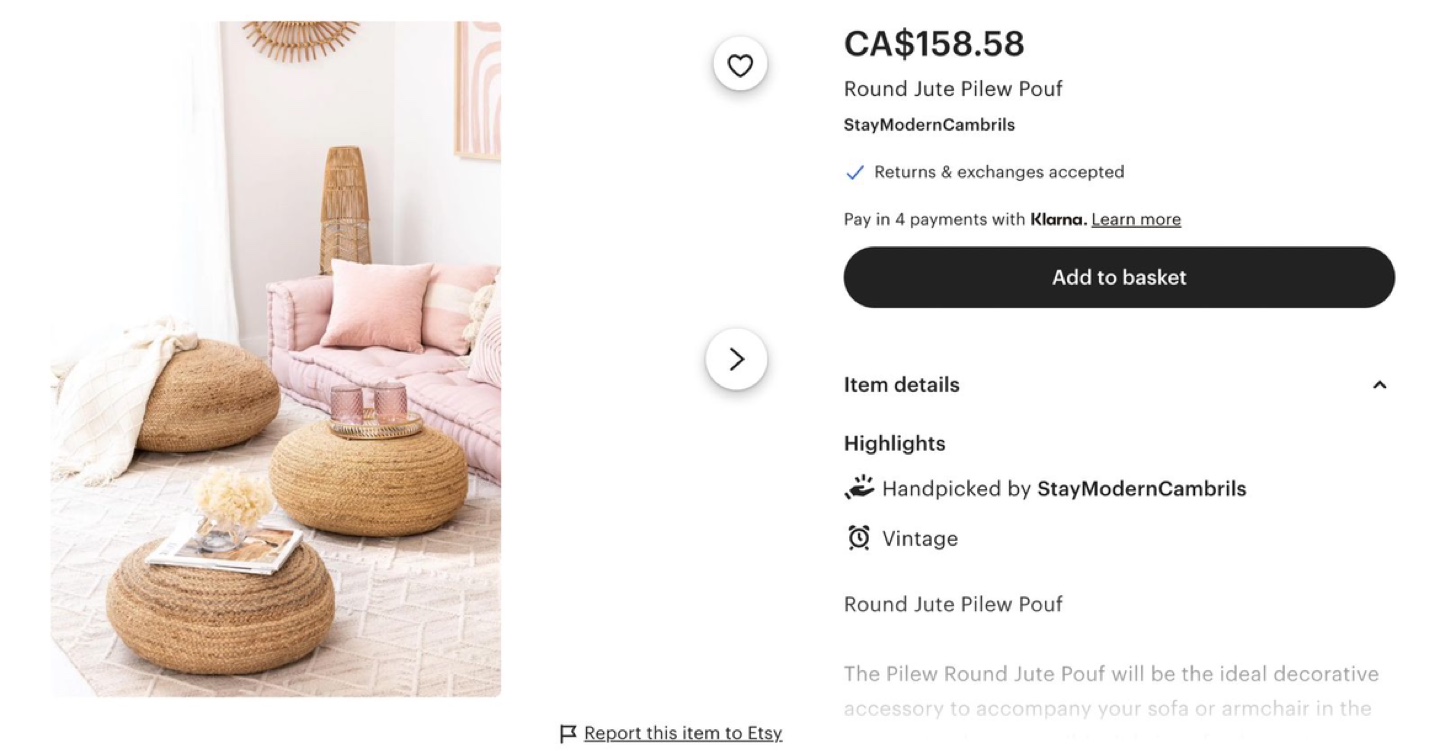 Round Boho Jute Pouf - photo 5