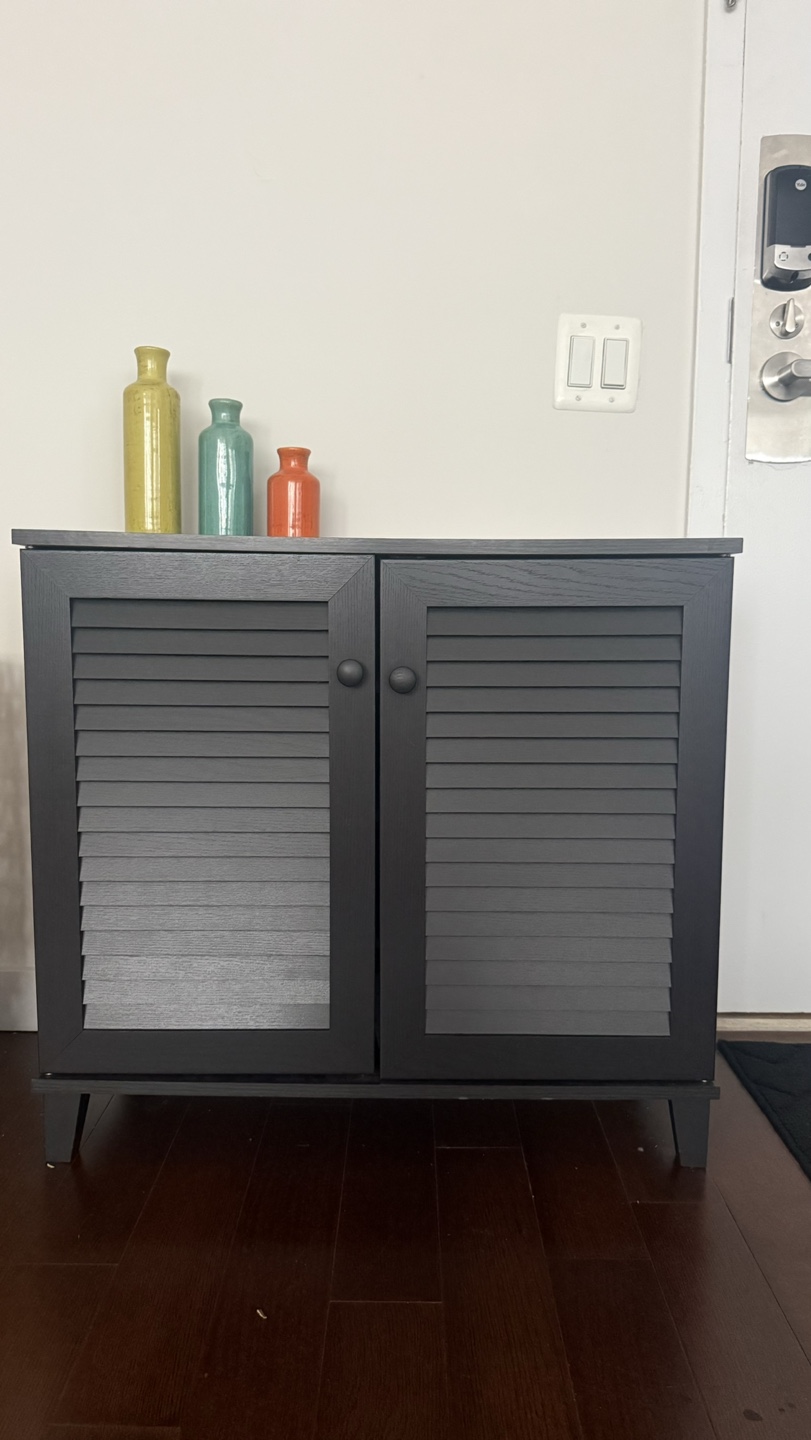 Dark Gray Shoe Cabinet with Shutter Doors