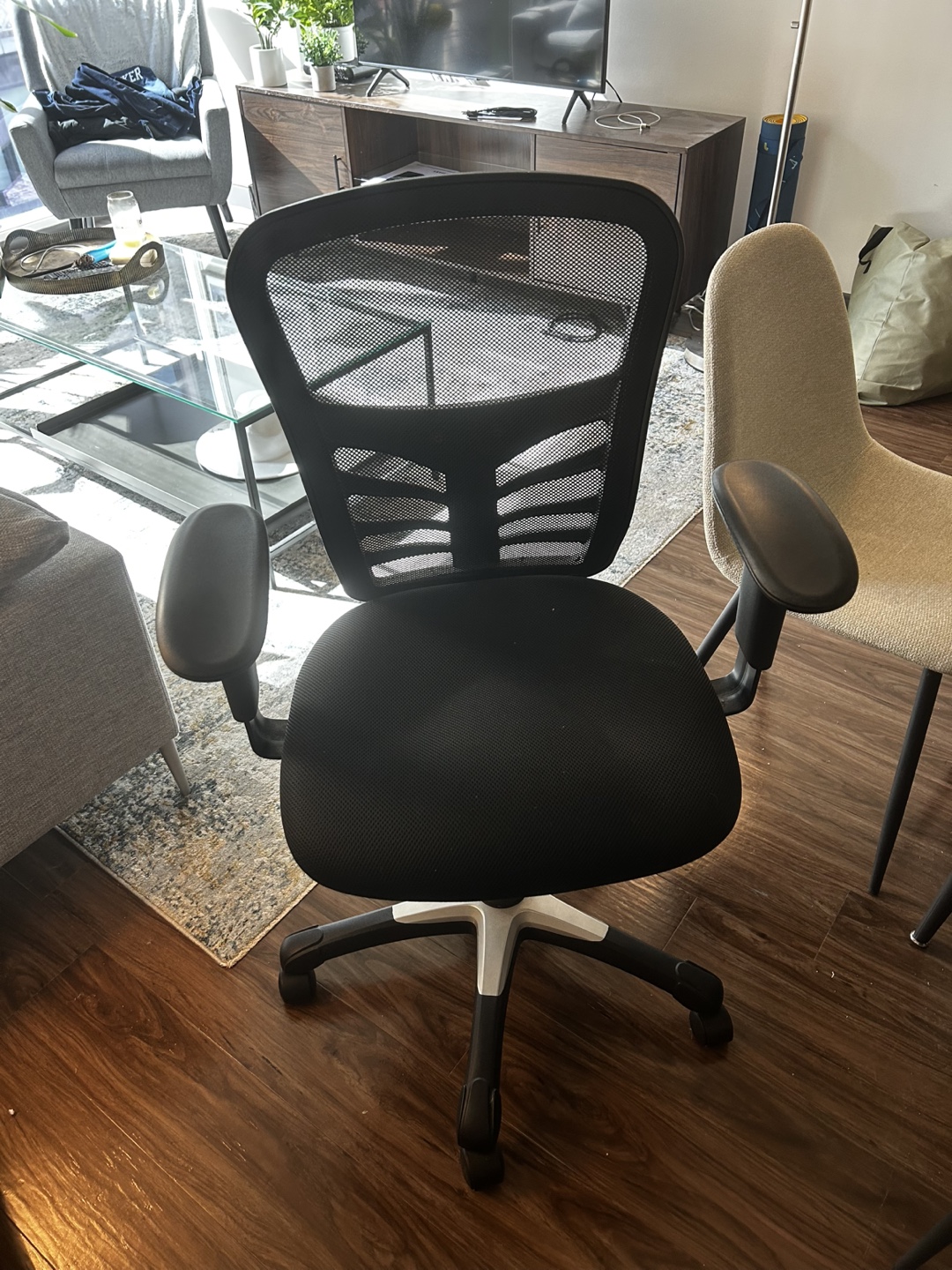 Black Mesh Office Chair with Adjustable Arms