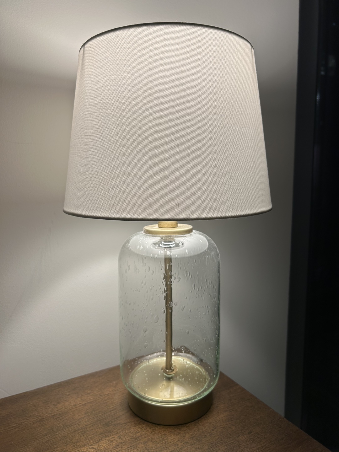 Set of 2-Bubble Glass Table Lamp with Beige Shade