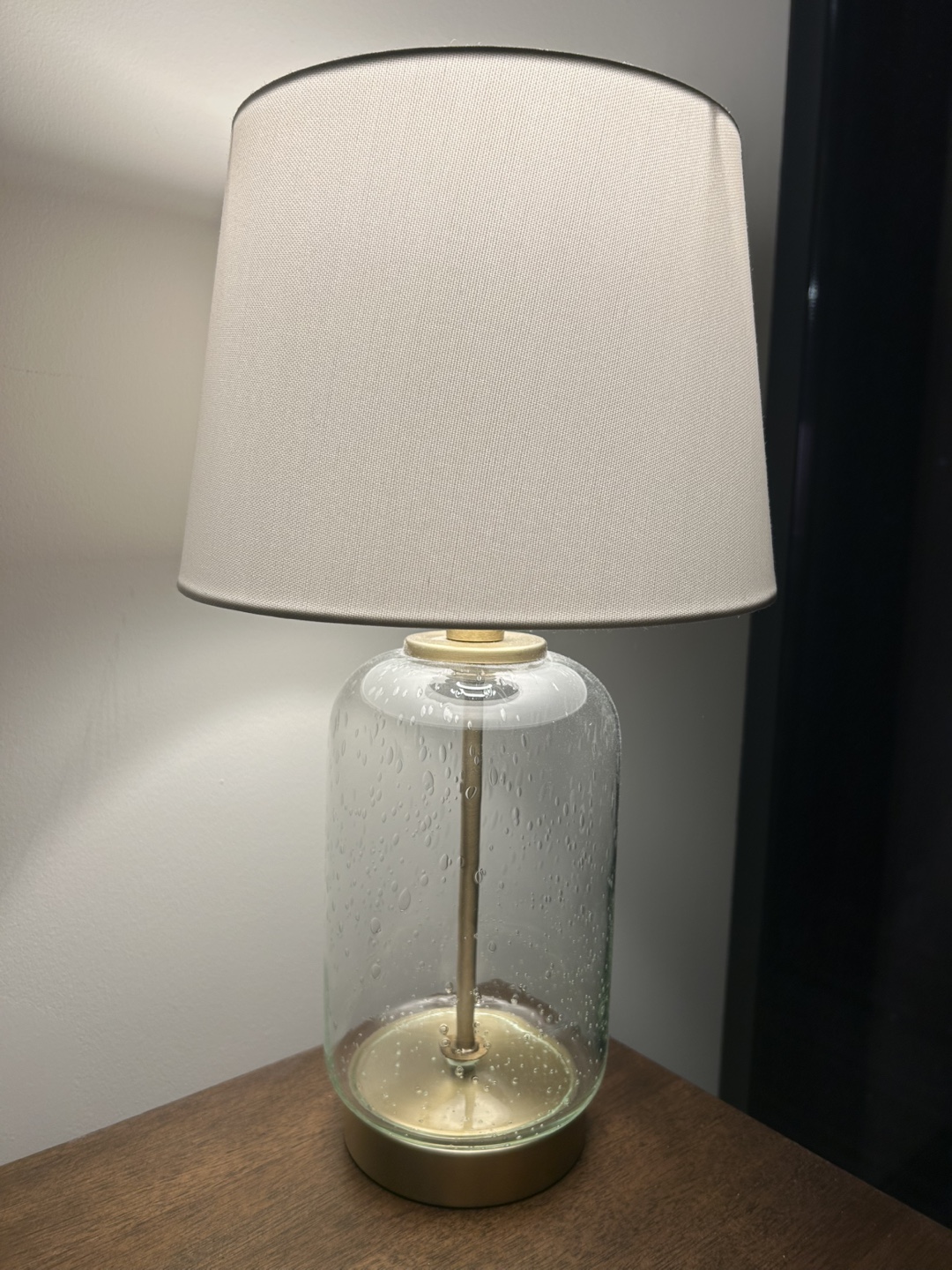 Set of 2-Bubble Glass Table Lamp with Beige Shade - photo 4