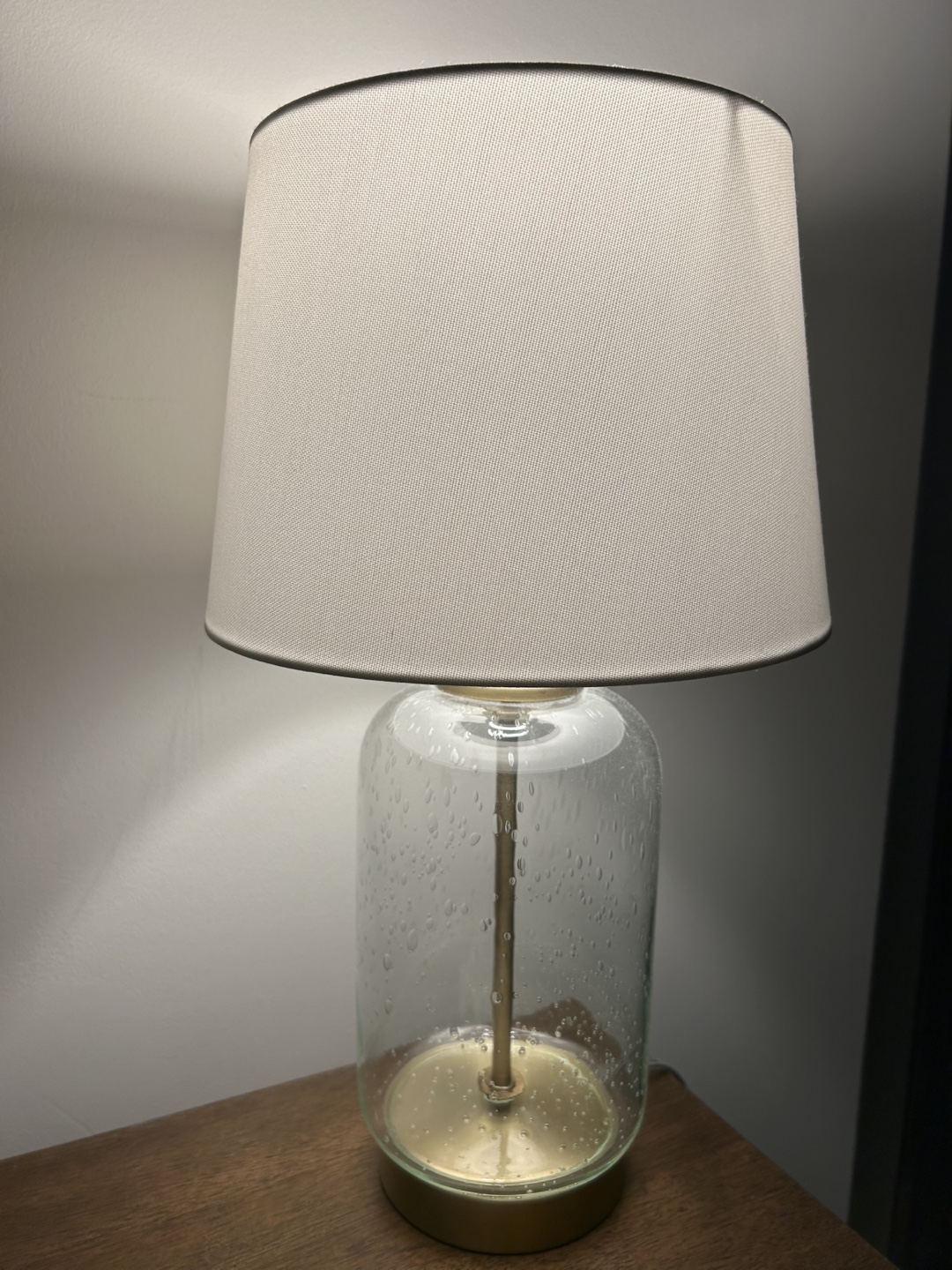 Set of 2-Bubble Glass Table Lamp with Beige Shade - photo 2