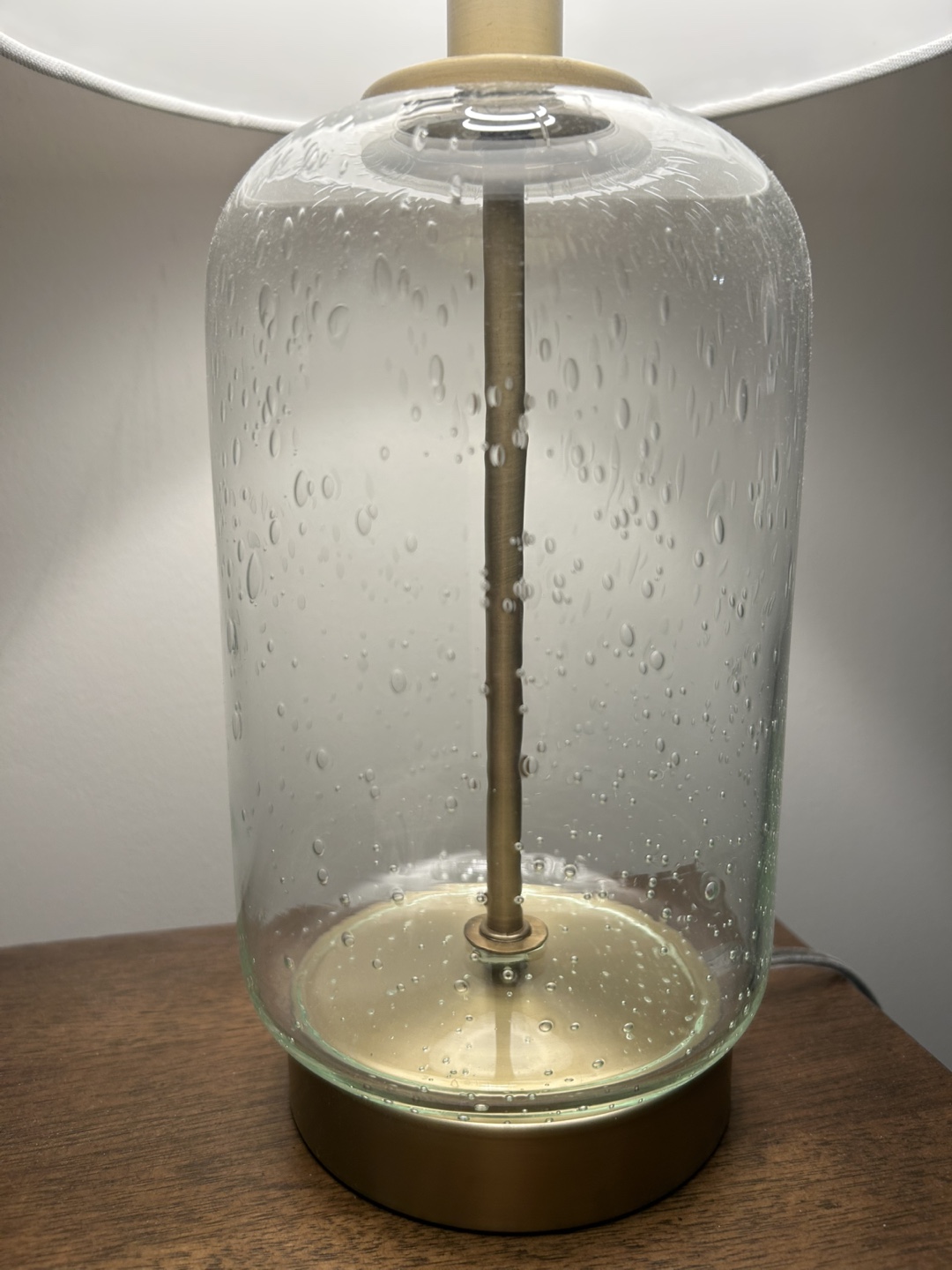 Set of 2-Bubble Glass Table Lamp with Beige Shade - photo 3