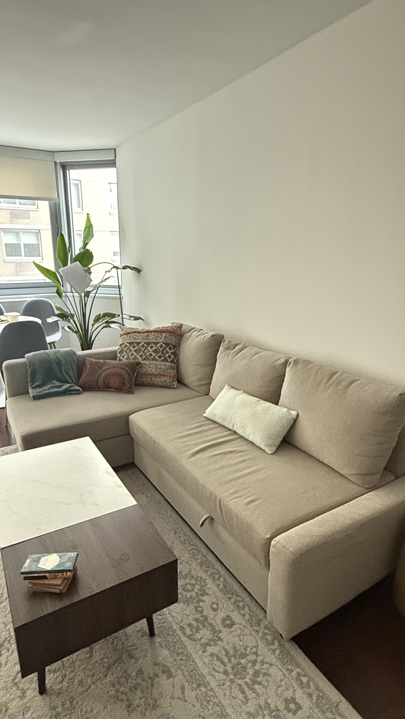 Beige Sectional Sofa Sleeper with storage - photo 4