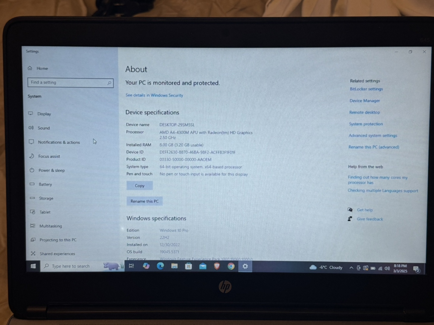 HP Laptop - AMD Processor, 8GB RAM, 222GB Storage - photo 2