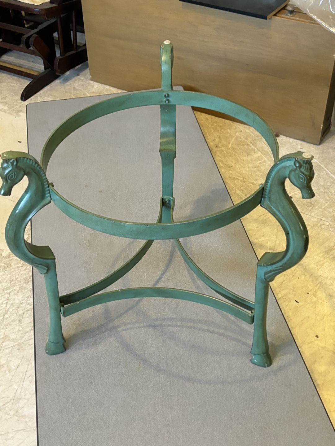Vintage Green Metal Horse Head Coffee Table - photo 2