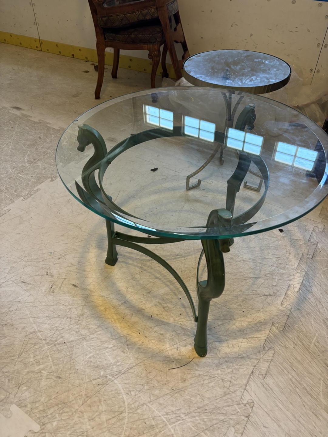 Vintage Green Metal Horse Head Coffee Table