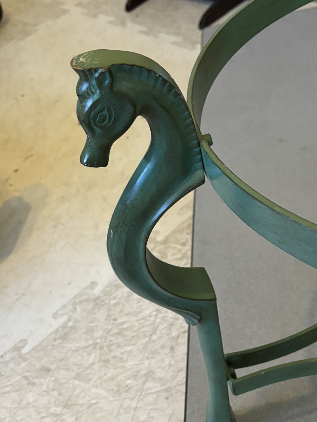 Vintage Green Metal Horse Head Coffee Table - photo 5