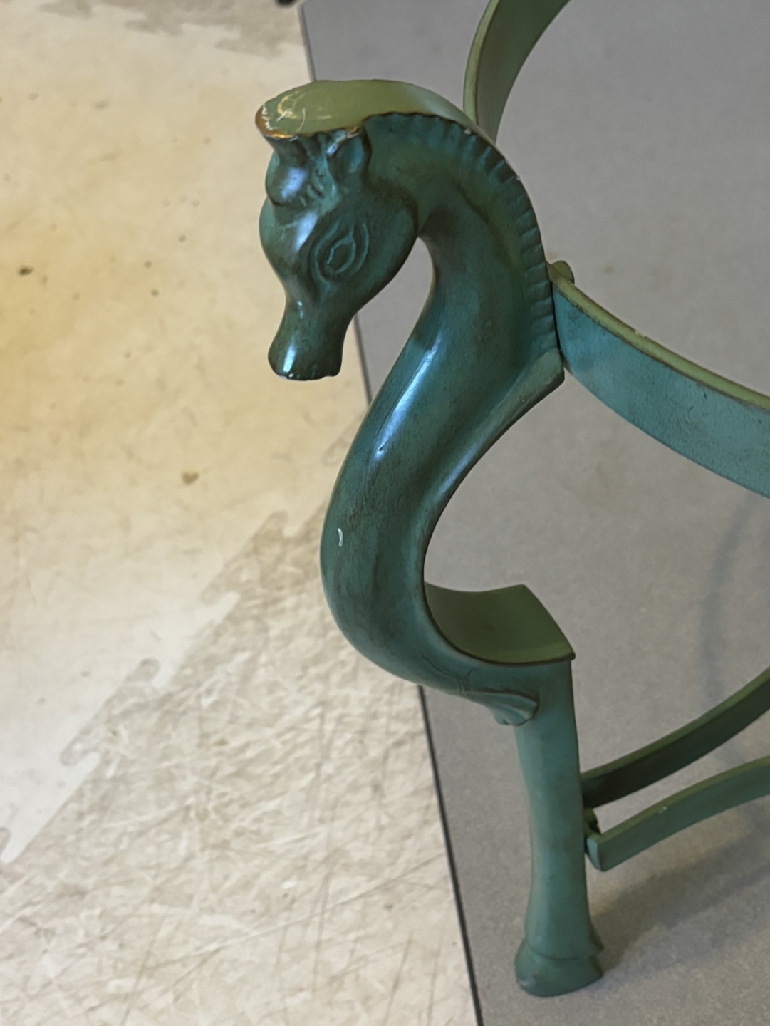 Vintage Green Metal Horse Head Coffee Table - photo 3