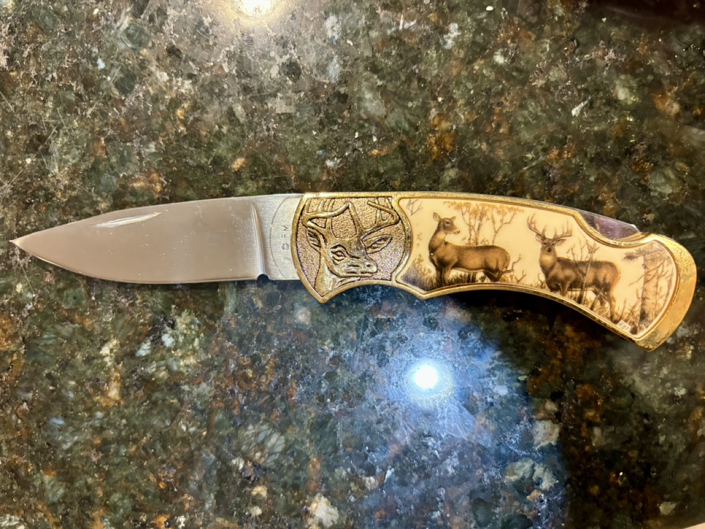 Franklin Mint Collector Knives Deer Scene Folding Pocket Knife - photo 2