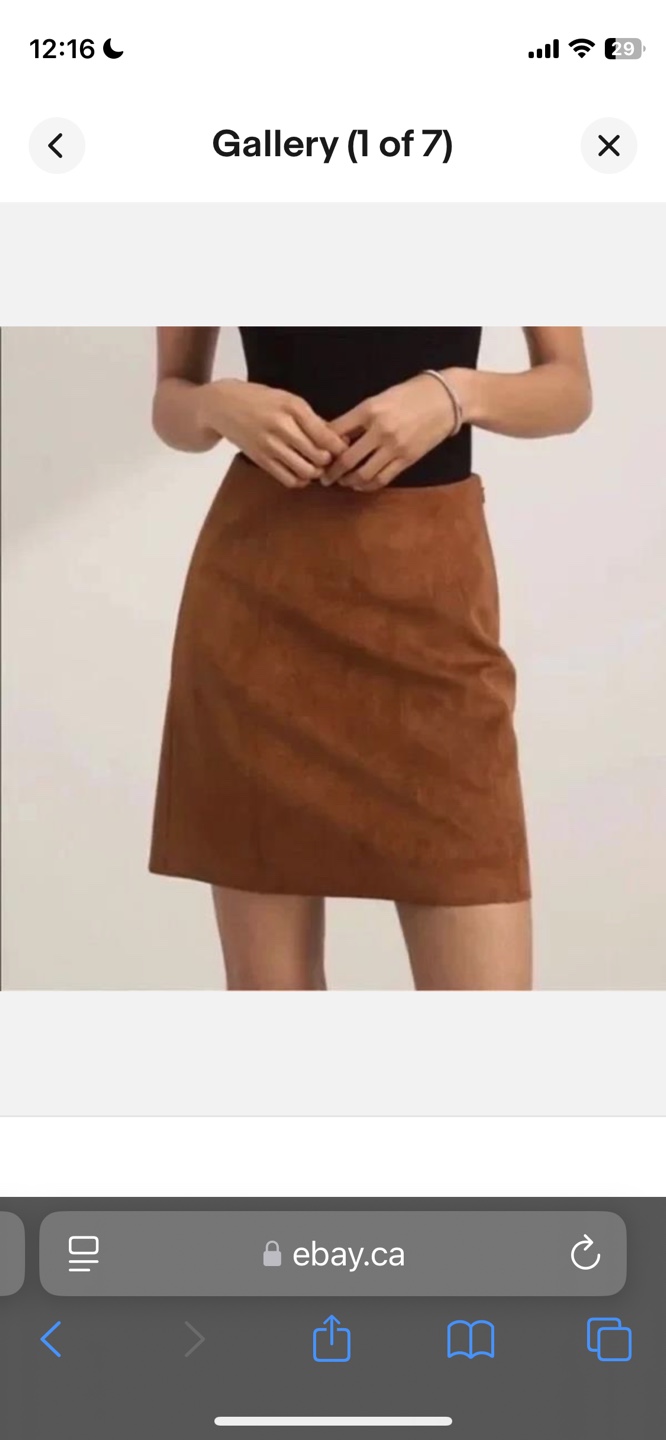 ARITZIA BABATON Modern Mini Skirt Dark Camel suede size 0