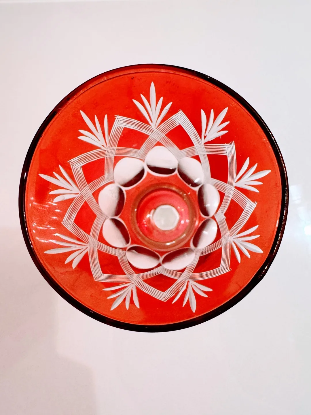 Vintage Murano Cordial Rasberry Glasses - Cut to Clear Crystal image indicator(4)