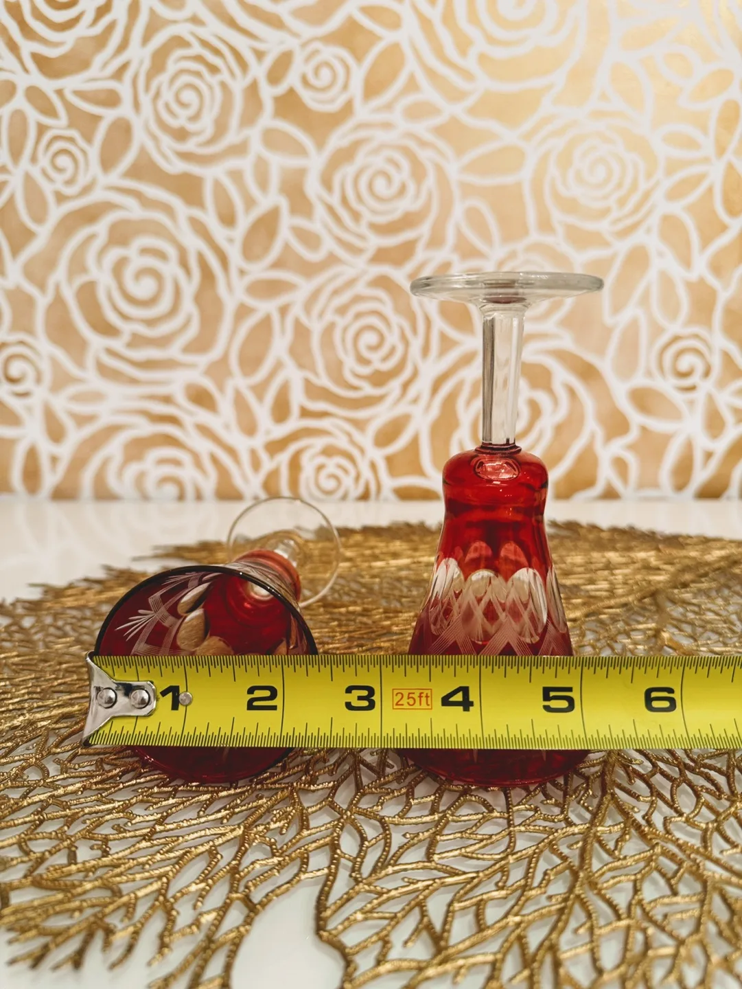 Vintage Murano Cordial Rasberry Glasses - Cut to Clear Crystal image indicator(6)