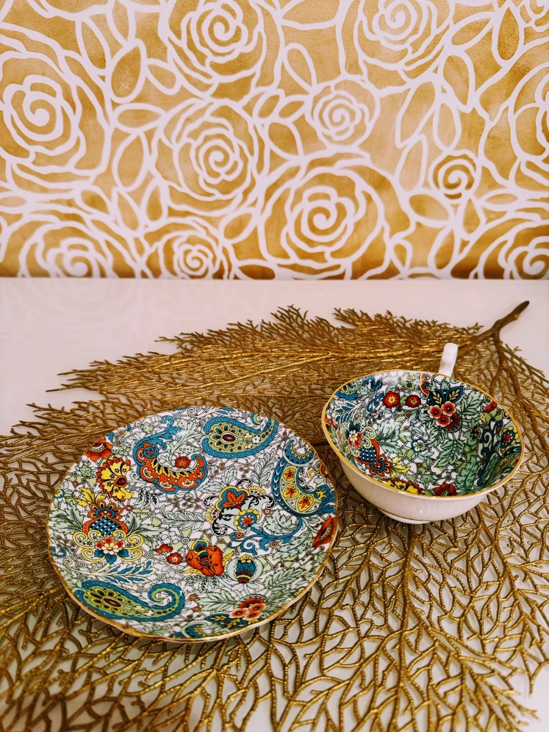 RARE Radford Chintz Paisley Teacup Saucer Set, 8554, England image indicator(3)