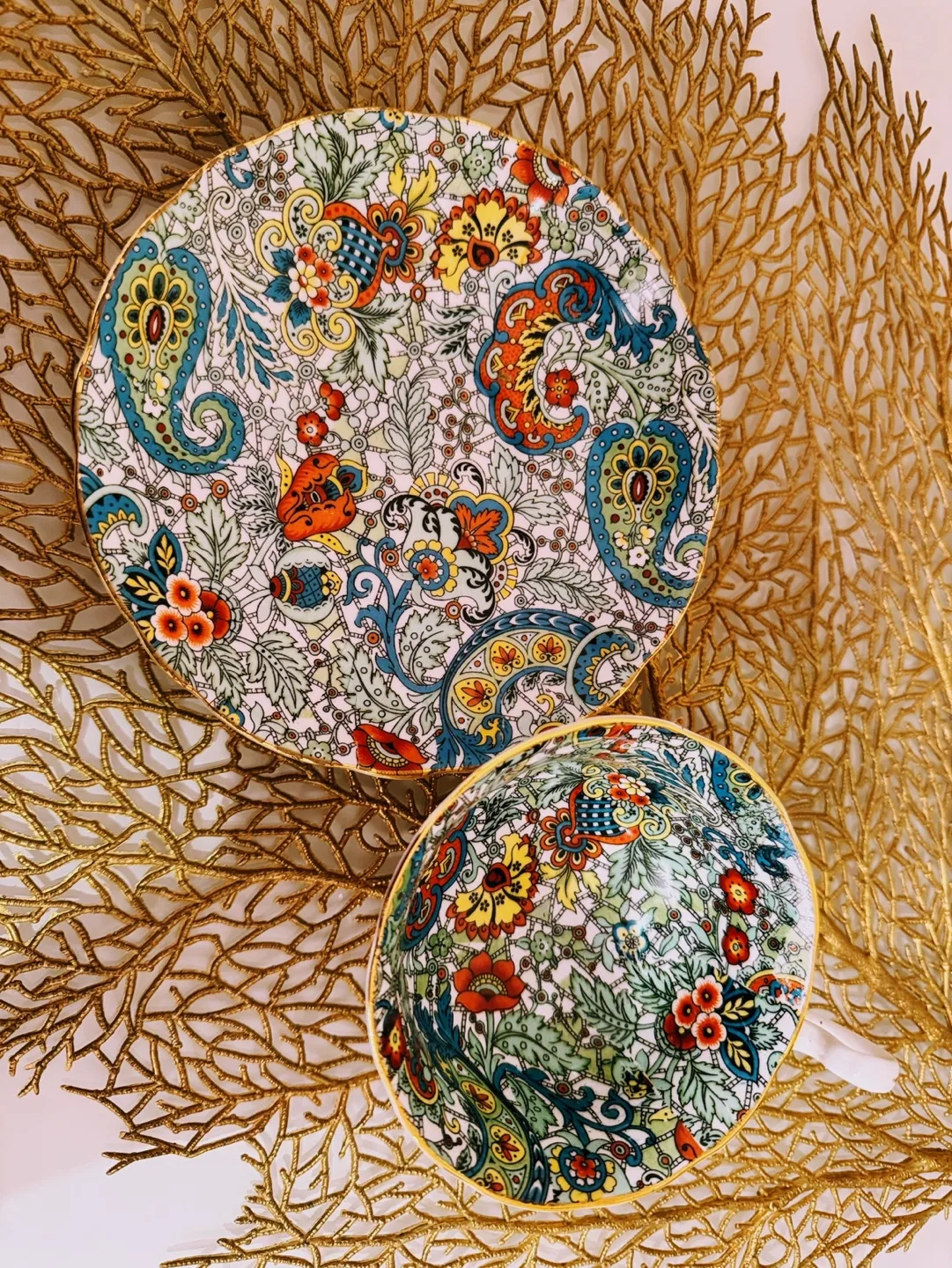 RARE Radford Chintz Paisley Teacup Saucer Set, 8554, England image indicator(4)