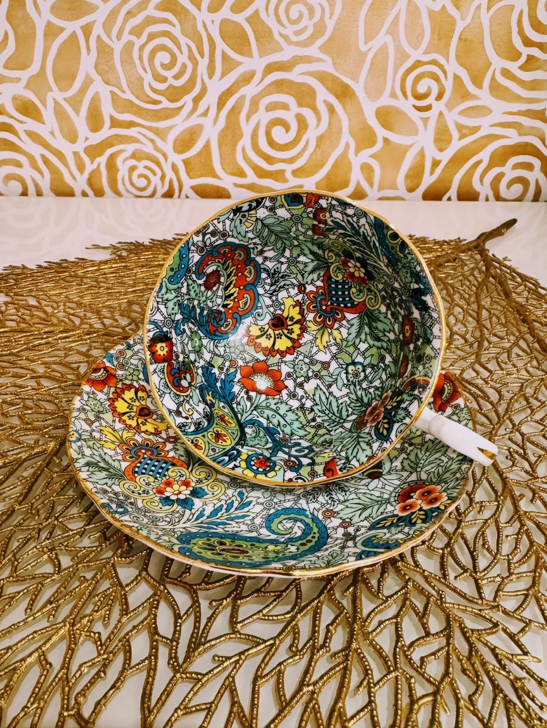 RARE Radford Chintz Paisley Teacup Saucer Set, 8554, England image indicator(2)