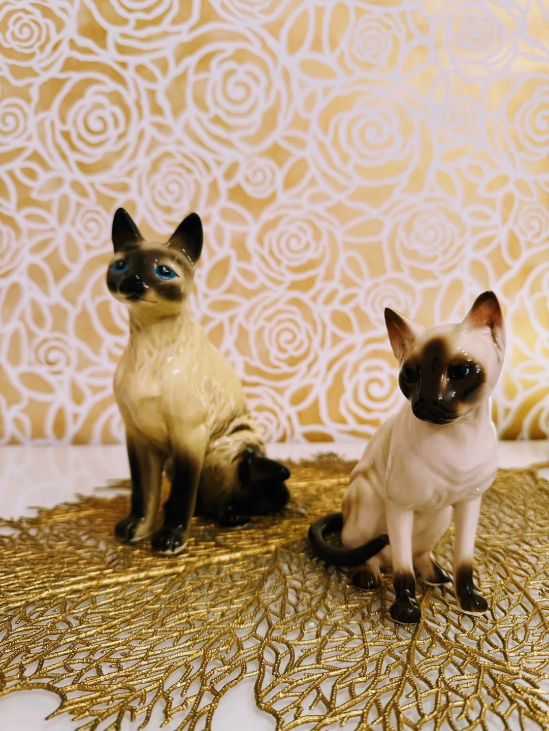 Vintage Japanese Porcelain Siamese Cat Figurines, Set of 2 image indicator(2)
