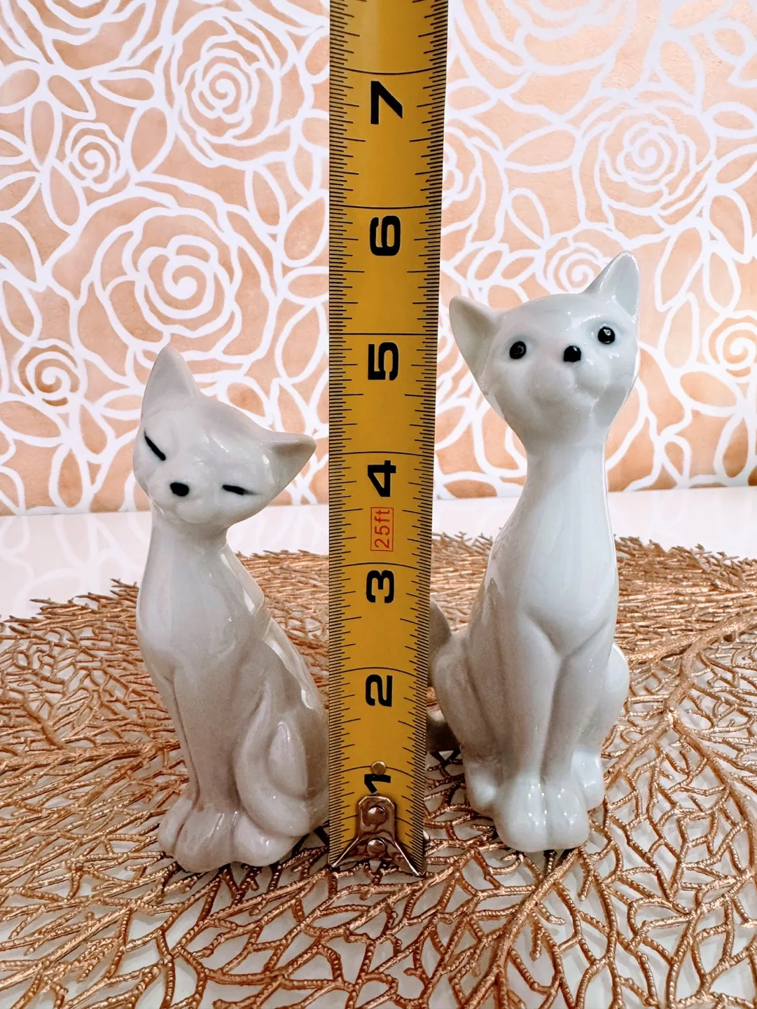 Vintage White Smokey Grey Siamese Cat Figurines, Otagiri Japa image indicator(7)