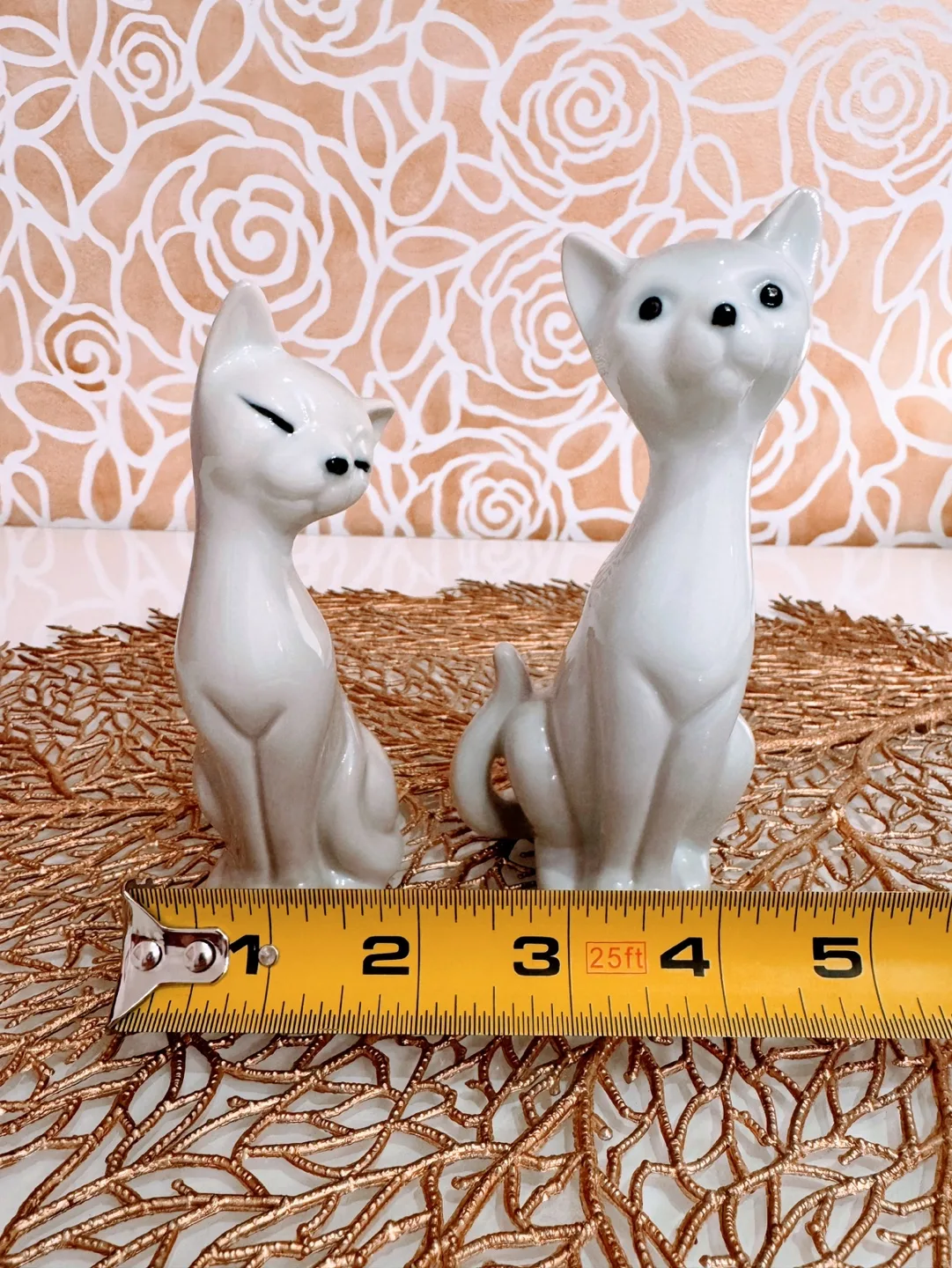 Vintage White Smokey Grey Siamese Cat Figurines, Otagiri Japa image indicator(8)