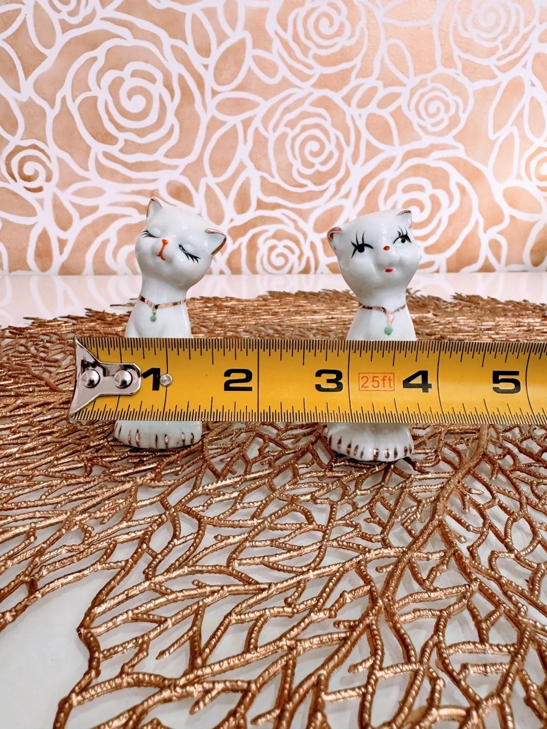Vintage White Cat Couple Figurines with Golden Jade Collars image indicator(8)