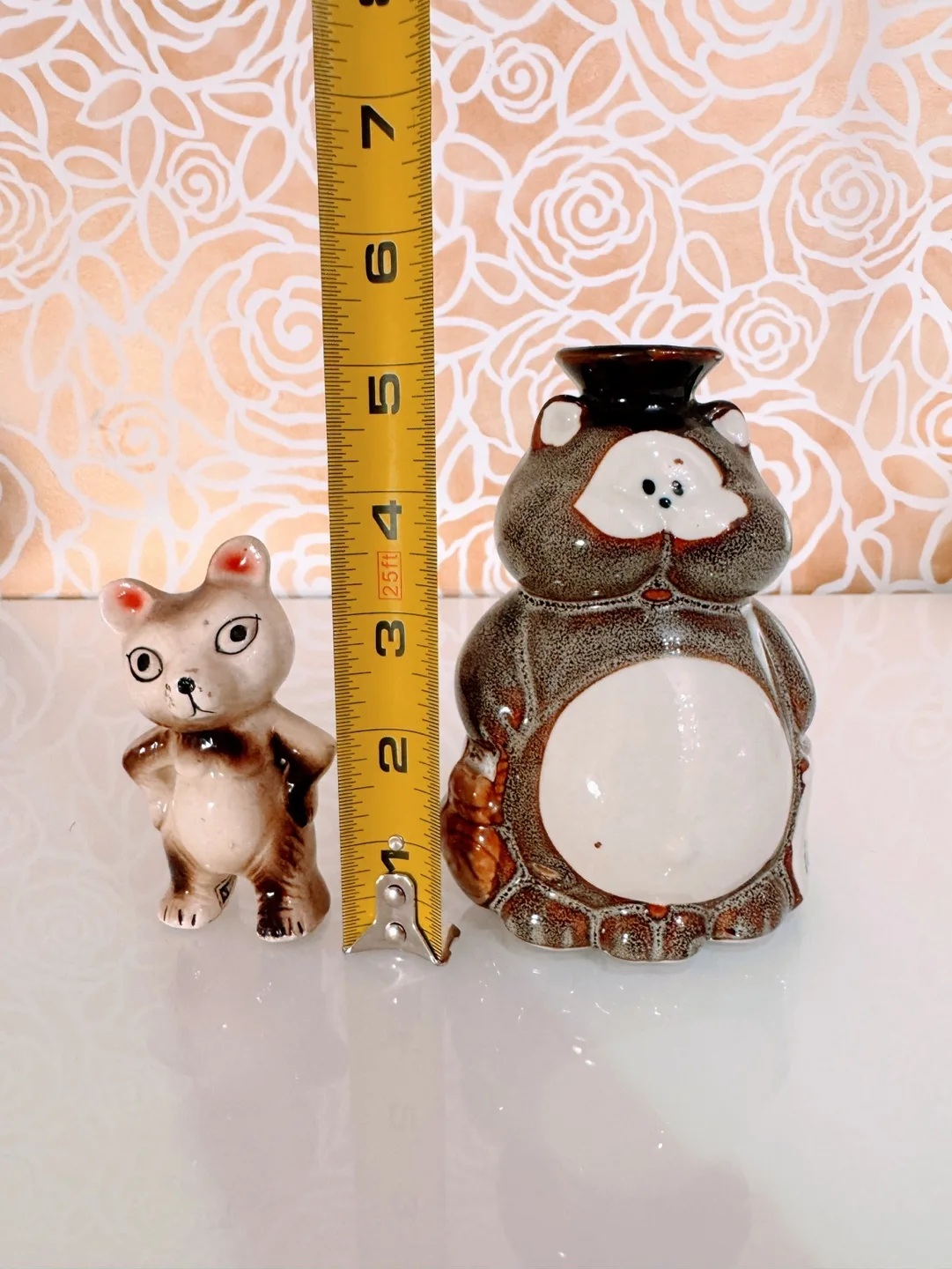 Vintage Japanese Tanuki Sake Bottle Raccoon Figurine Set image indicator(8)