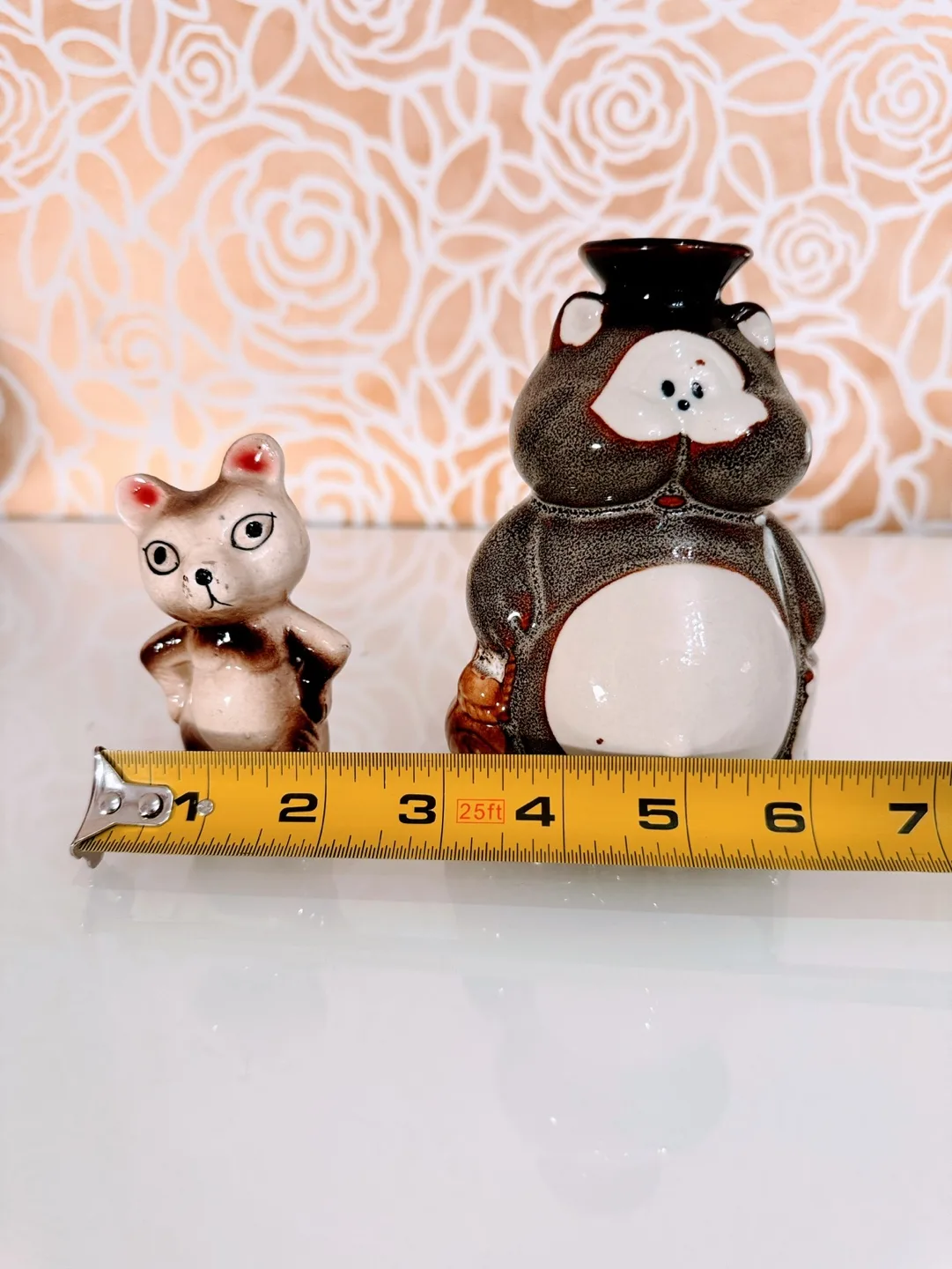Vintage Japanese Tanuki Sake Bottle Raccoon Figurine Set image indicator(9)
