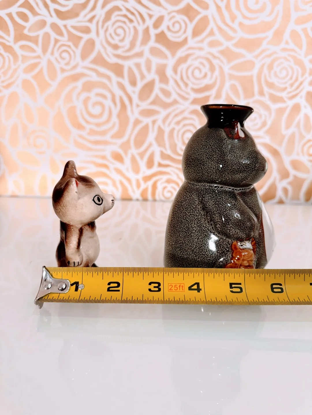 Vintage Japanese Tanuki Sake Bottle Raccoon Figurine Set image indicator(10)