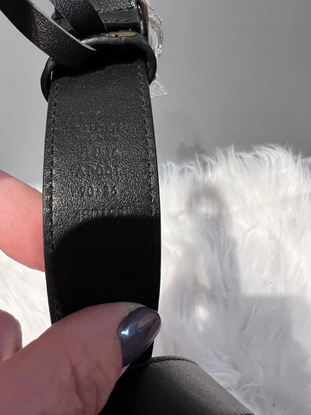 Black leather belt with embellished buckle image indicator(3)