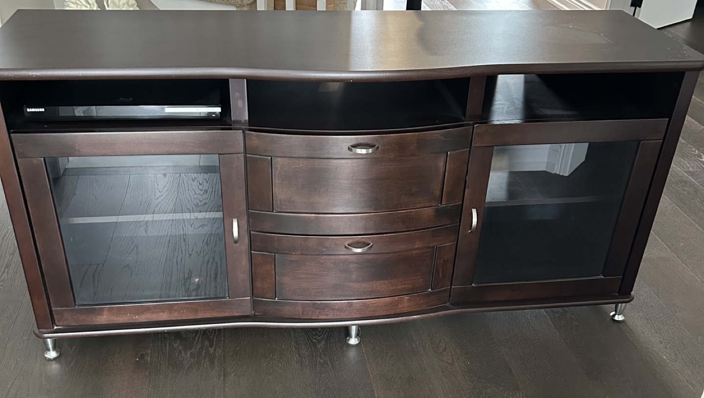 Dark Brown Curved Entertainment Center
