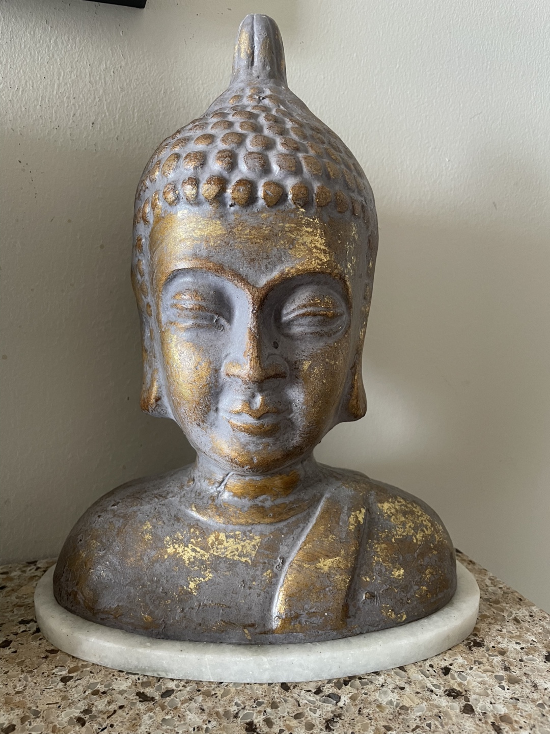 Gold and Grey Buddha Bust Statue
