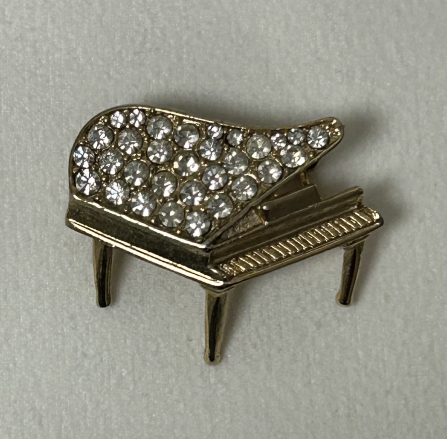 Rhinestone Grand Piano Brooch Pin