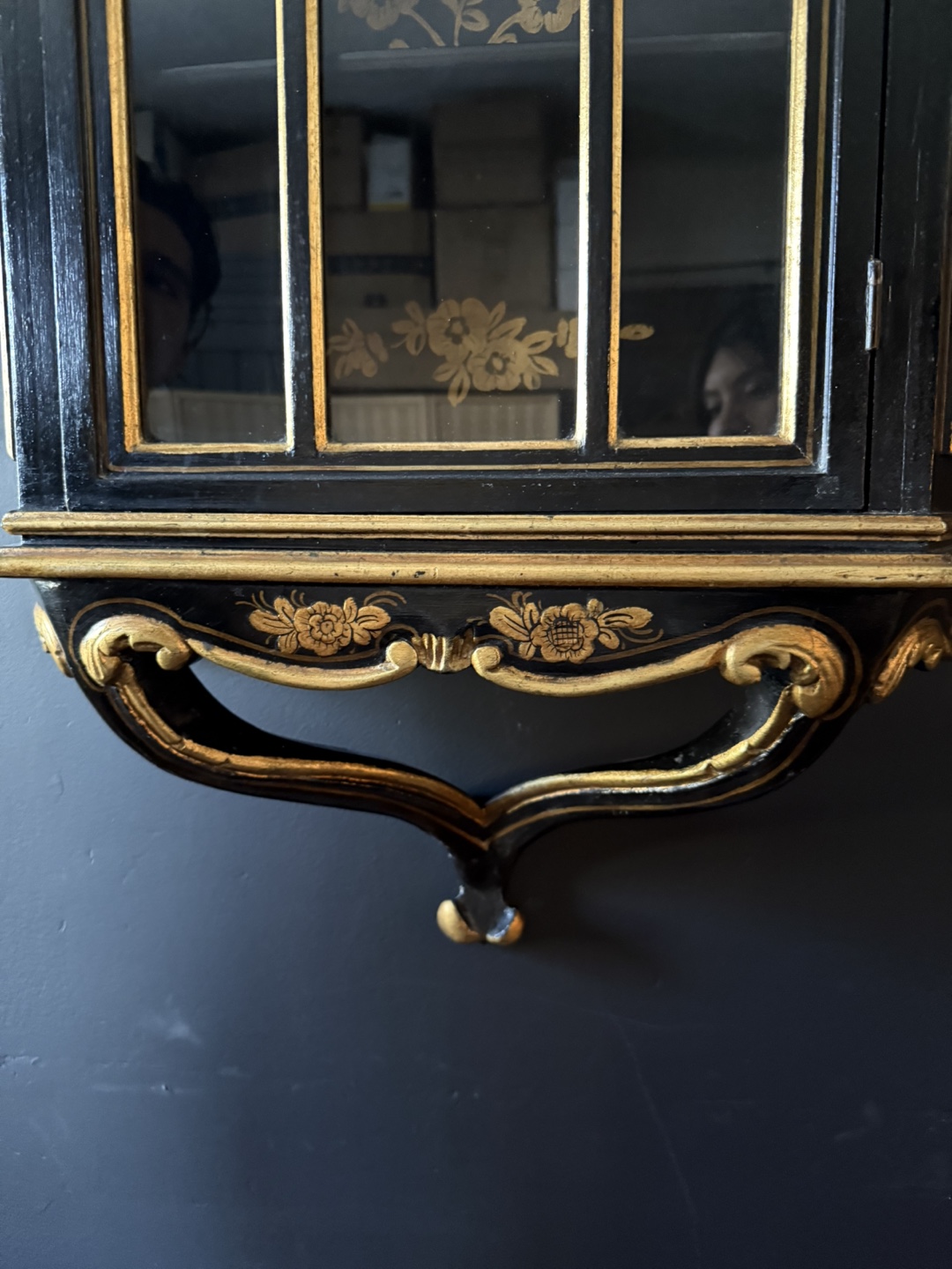 Black and Gold Wall Mounted Curio Cabinet - photo 5