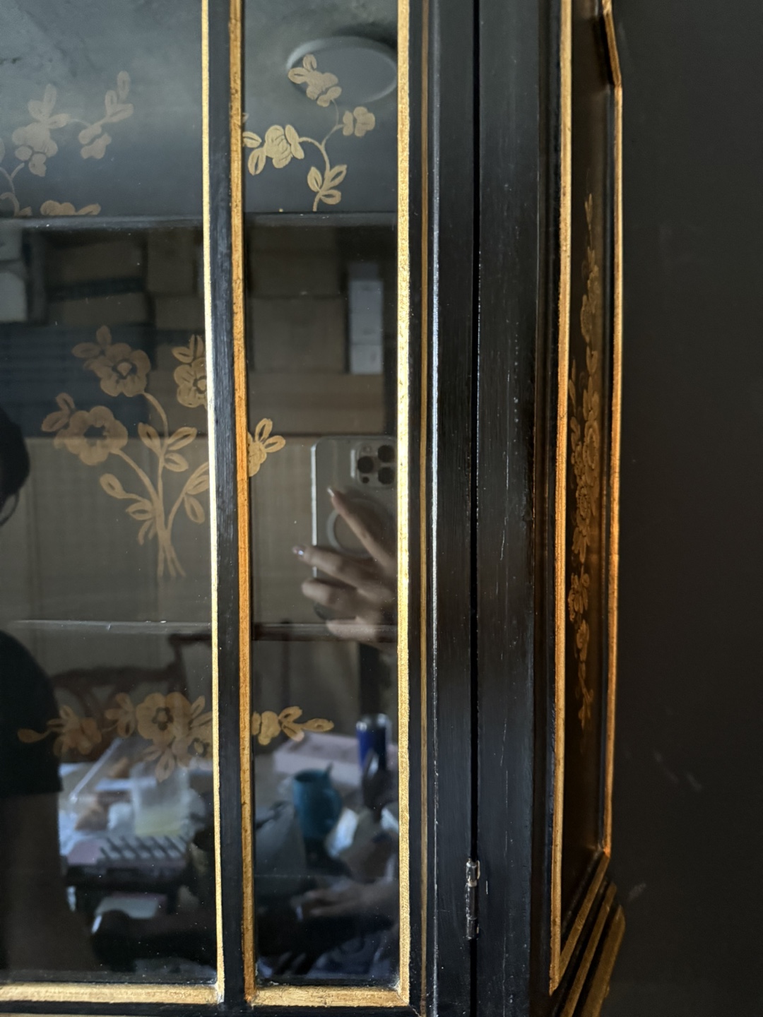 Black and Gold Wall Mounted Curio Cabinet - photo 4