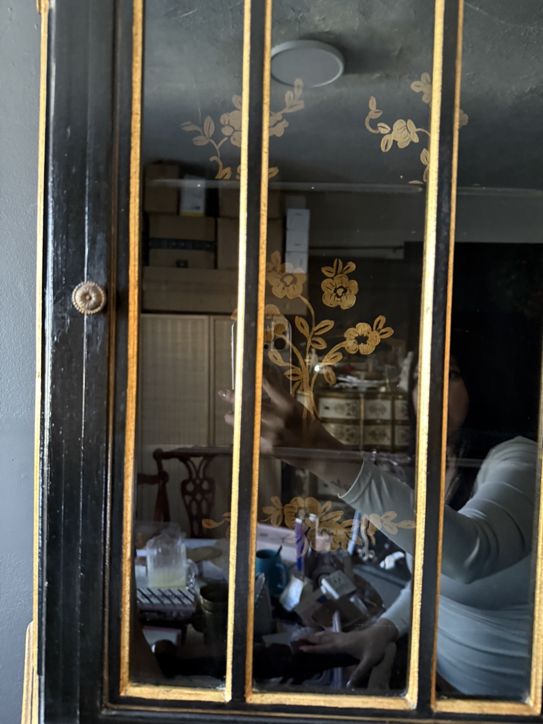 Black and Gold Wall Mounted Curio Cabinet - photo 3