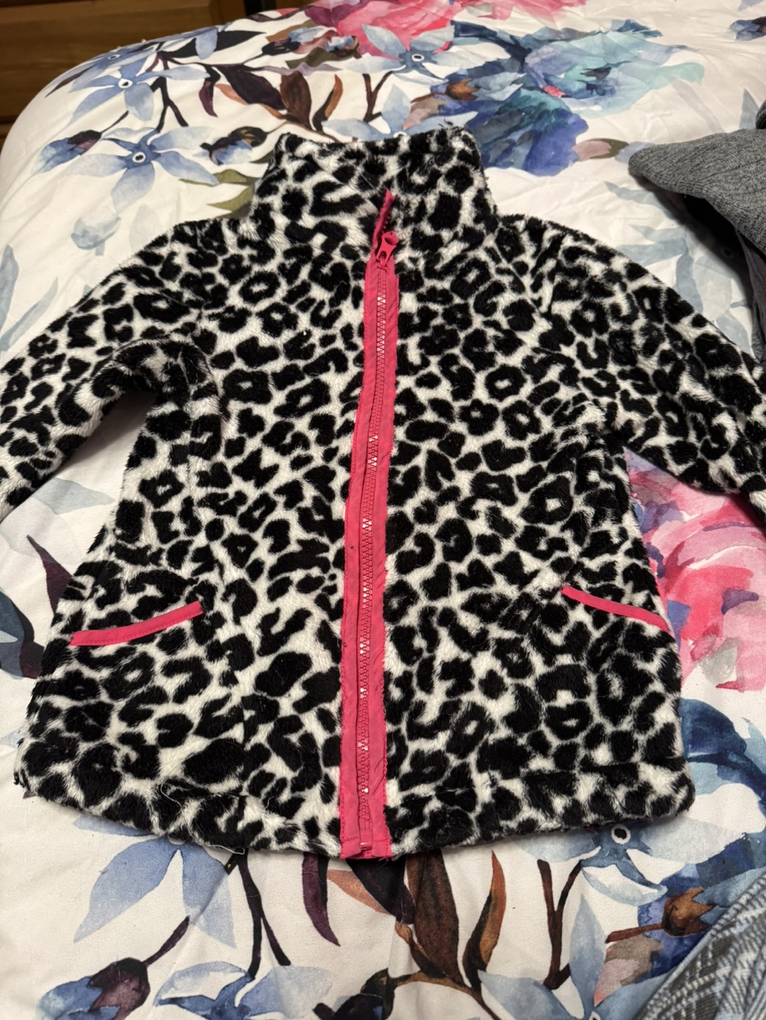 Girls' Leopard Print Fleece Jacket
