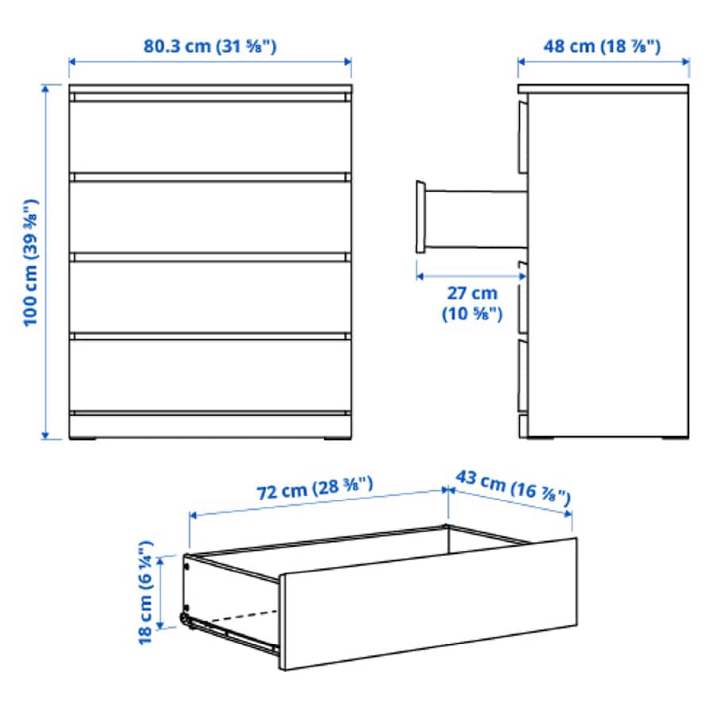 IKEA MALM White 4-Drawer Chest - photo 3