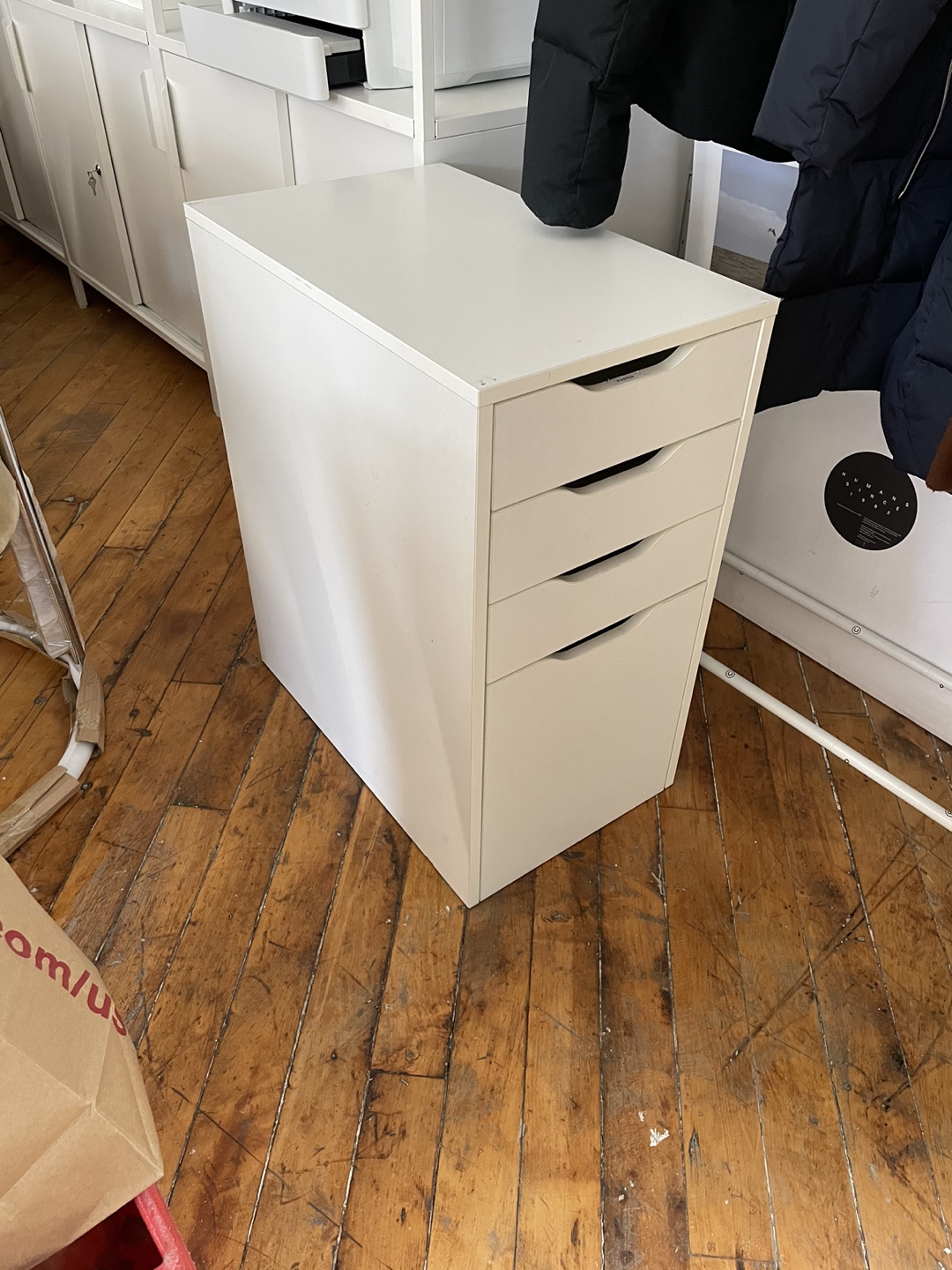 White 3-Drawer Mobile File Cabinet - photo 2
