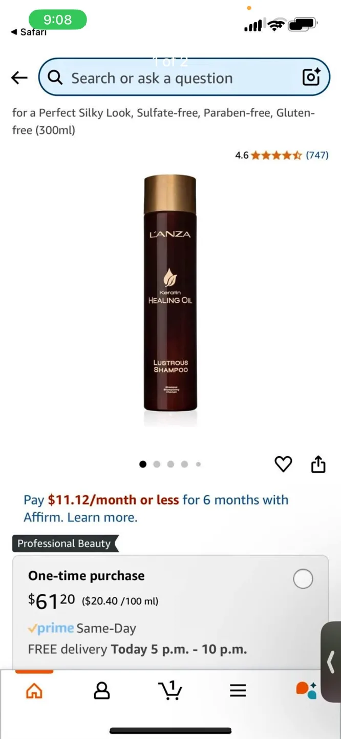 LANZA Keratin Healing Oil Lustrous Shampoo & Conditioner Set image indicator(2)