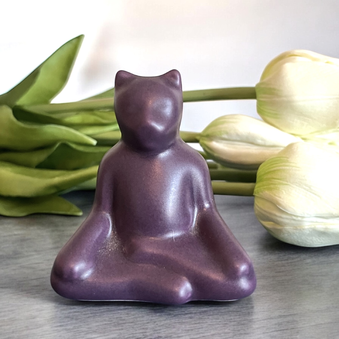 VeniceClay Purple Cat Figurine