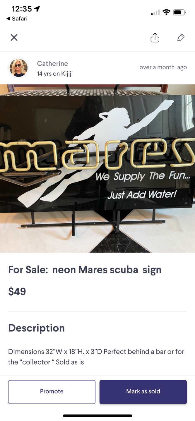 Vintage Mares Scuba Neon Sign - photo 2