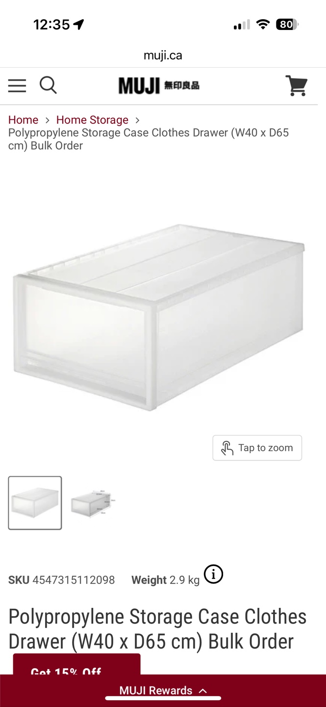 MUJI Polypropylene Storage Case Clothes Drawers (Set of 6)