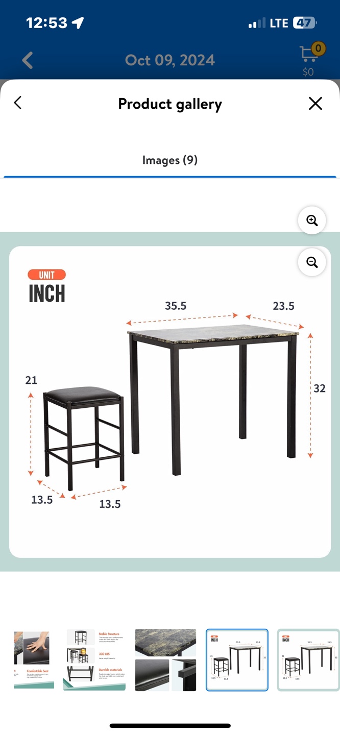 Unit Inch 3-Piece Kitchen Table Set - photo 3
