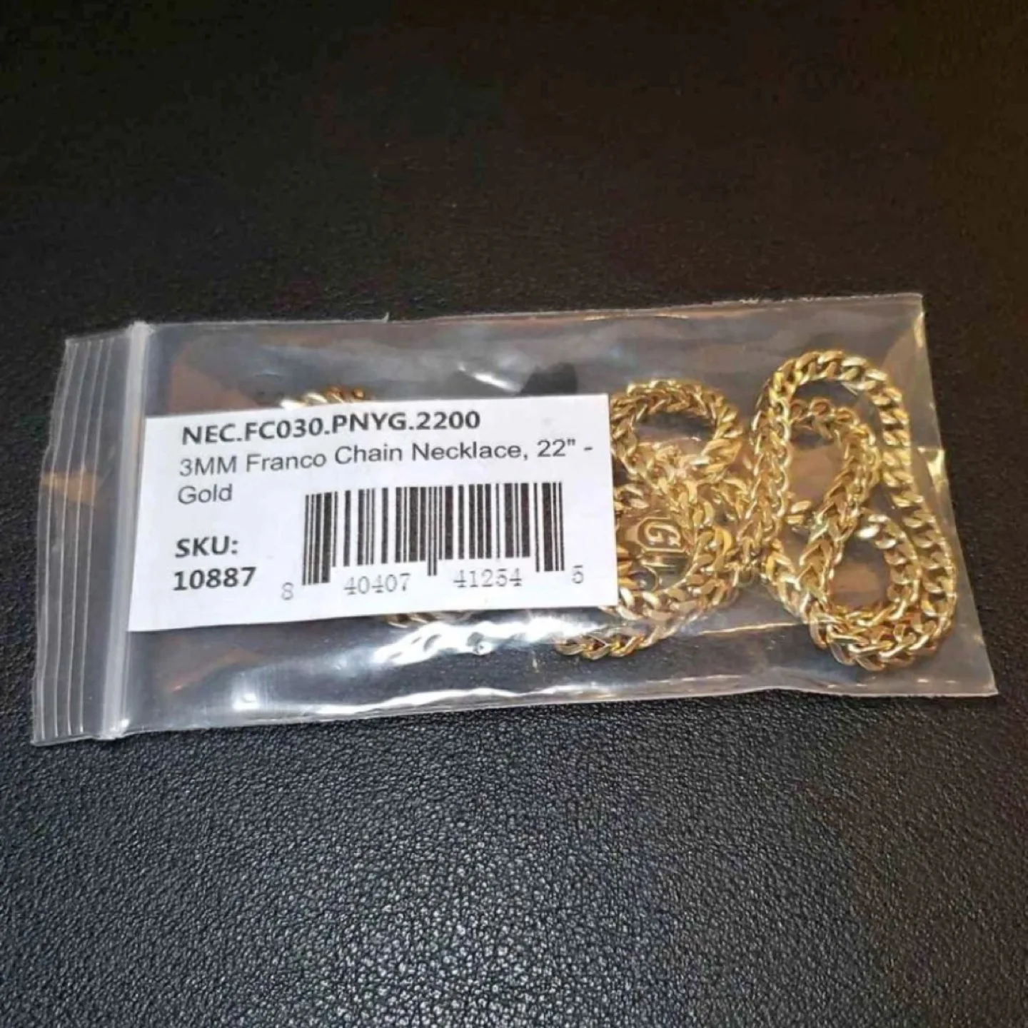 GLD 3MM Franco Chain Necklace, 22", Gold image indicator(2)