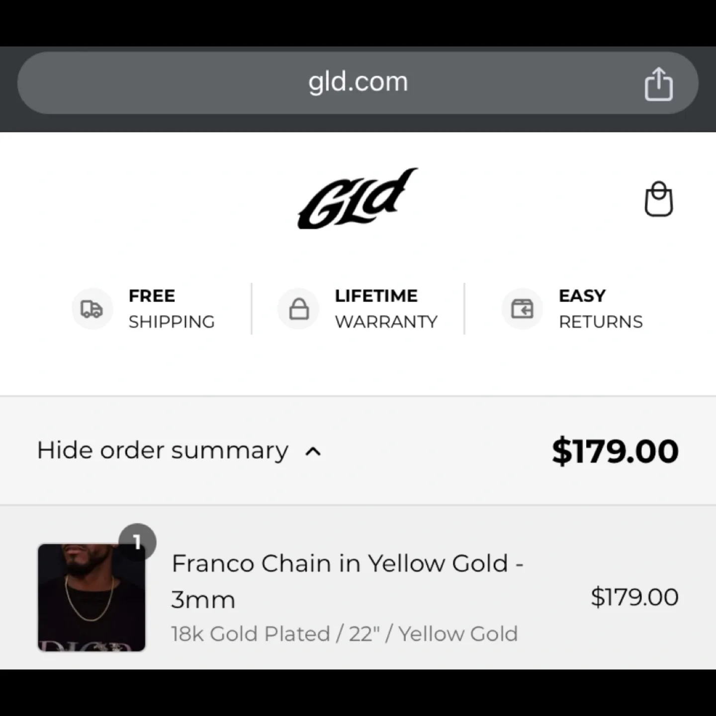 GLD 3MM Franco Chain Necklace, 22", Gold image indicator(5)